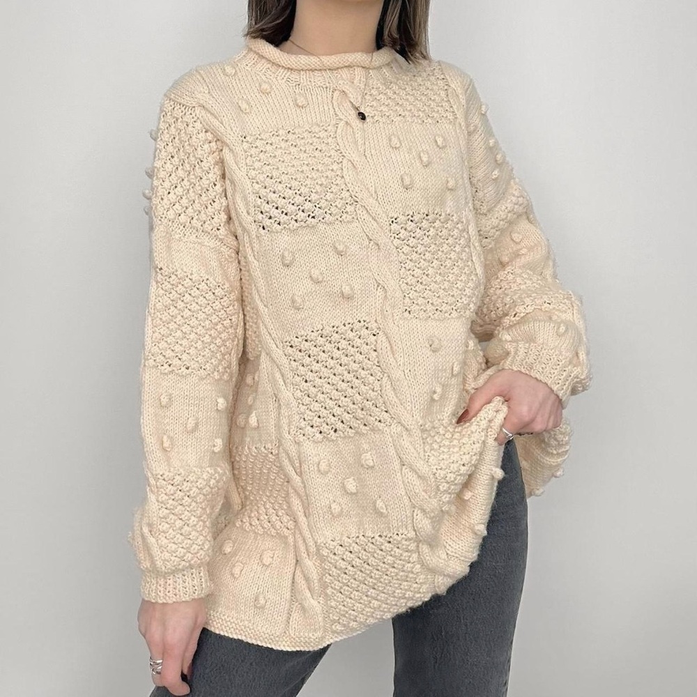 Vintage Chunky Irish Wool Sweater Ivory